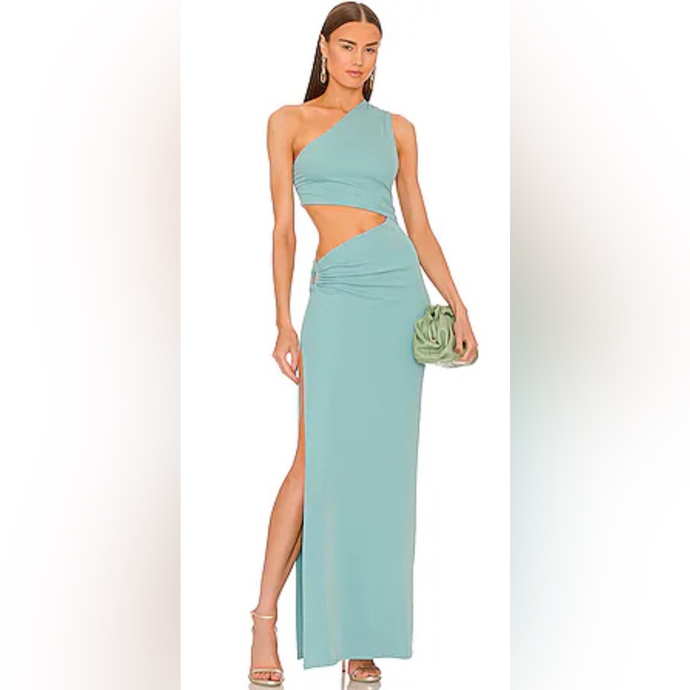 Michael Costello Aqua One Shoulder Dress